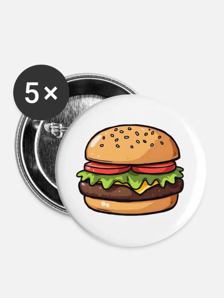 Hamburger - Buttons groß 56 mm (5er Pack) - Weiß
