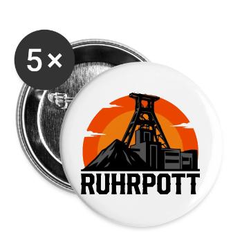 Klassisches Ruhrpott Hoodie, Shirt, Tassen Design - Buttons groß 56 mm (5er Pack) - Weiß - Vorne