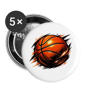 Basketball - Basketball Design - Buttons large 2.2''/56 mm (5-pack) - white - Front