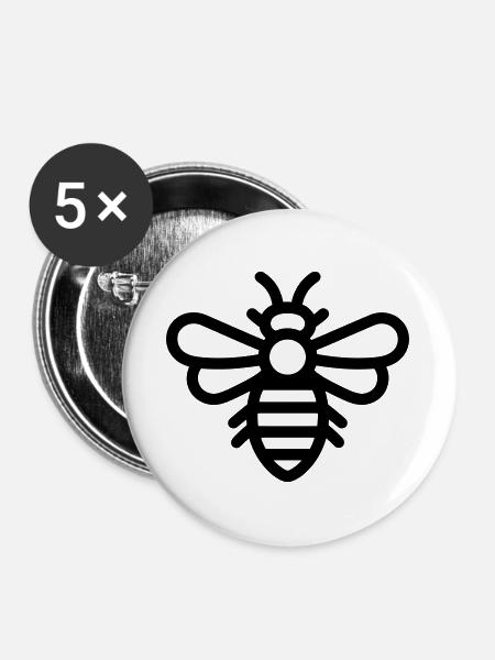 Biene - Buttons groß 56 mm (5er Pack) - Weiß