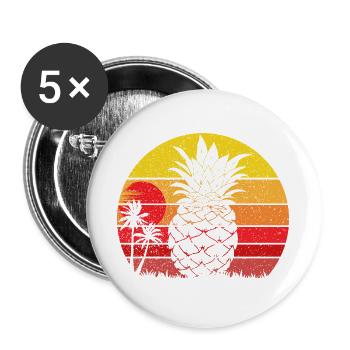 Coucher de soleil de plage vintage d’été à l’ananas - Lot de 5 grands badges (56 mm) - blanc - Devant