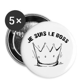 Je suis le Patron - Lot de 5 grands badges (56 mm) - blanc - Devant