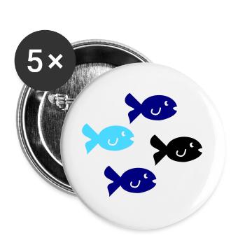 Pisces Silhouette - Buttons large 2.2''/56 mm (5-pack) - white - Front