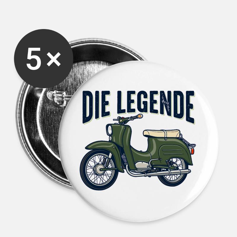 Simson Schwalbe DDR - Buttons groß 56 mm (5er Pack) - Weiß