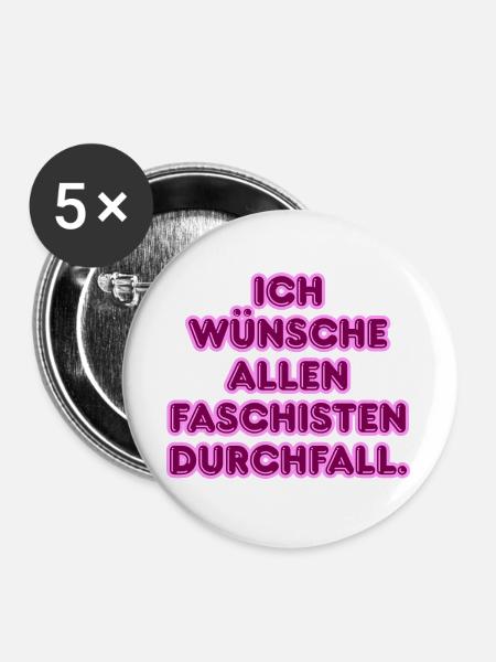 Gegen Faschisten Pink Protest - Buttons groß 56 mm (5er Pack) - Weiß