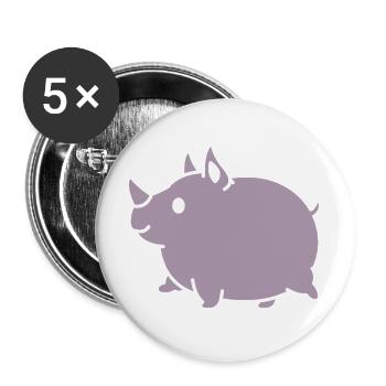 Kawaii Rhino Cute Cartoon Silhouette - Buttons large 2.2''/56 mm (5-pack) - white - Front