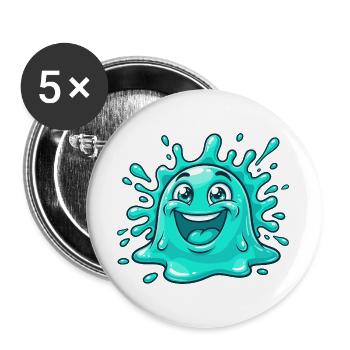 Cheerful Water Splash Cartoon - Buttons large 2.2''/56 mm (5-pack) - white - Front