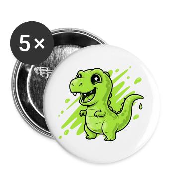 Green Slime Dino Comic - Buttons large 2.2''/56 mm (5-pack) - white - Front