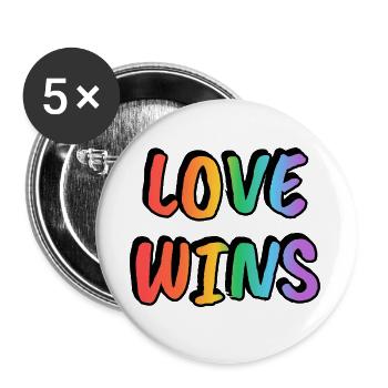 Love Wins Rainbow Gradient - Buttons large 2.2''/56 mm (5-pack) - white - Front