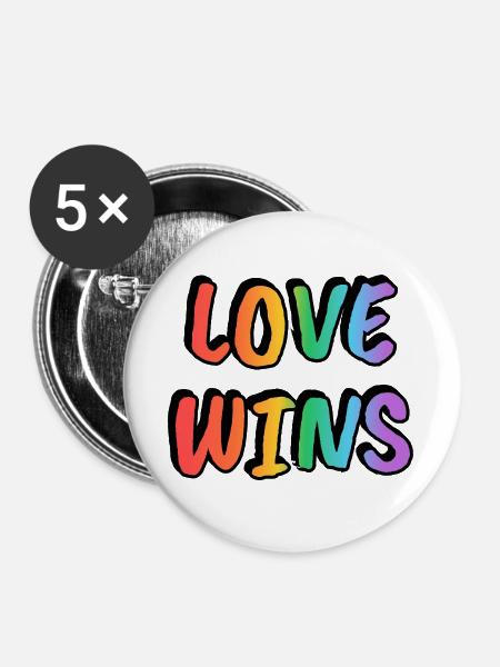 Love Wins Rainbow Gradient - Buttons groß 56 mm (5er Pack) - Weiß