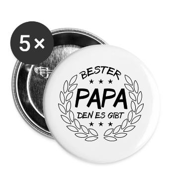 Bester Papa den es gibt - Buttons groß 56 mm (5er Pack) - Weiß - Vorne