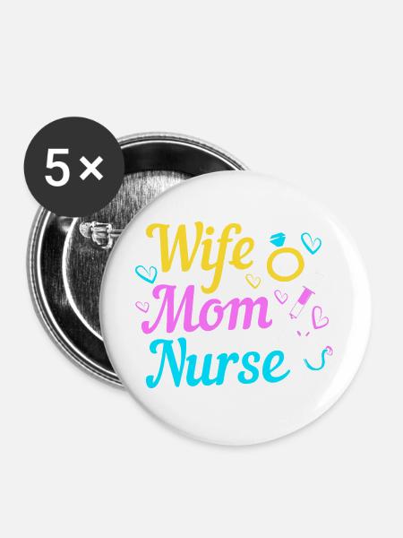 Pflege Krankenschwester Krankenhaus Geschenk - Buttons groß 56 mm (5er Pack) - Weiß