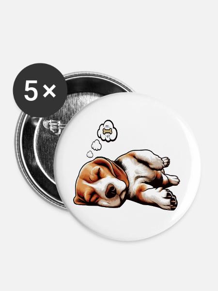 Beagle Beaglebesitzer Beaglehalter beaglehund - Buttons groß 56 mm (5er Pack) - Weiß