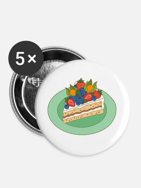 Fruchtige Tortenpracht - Buttons groß 56 mm (5er Pack) - Weiß