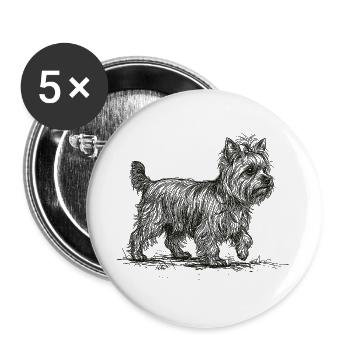 Croquis du Yorkshire Terrier – Design de chien - Lot de 5 grands badges (56 mm) - blanc - Devant