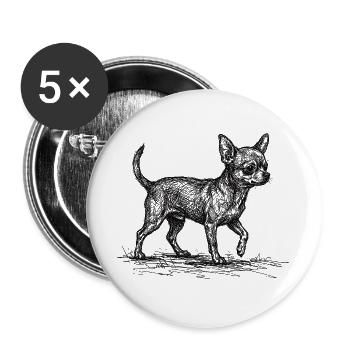Croquis Chihuahua – Design minimaliste de chien - Lot de 5 grands badges (56 mm) - blanc - Devant