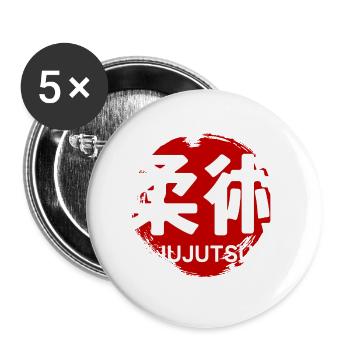Jujutsu Martial Art GYM Japanisches Kanji - Buttons groß 56 mm (5er Pack) - Weiß - Vorne