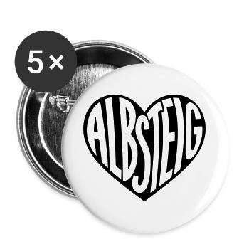 Albsteig, Schwarzwald Herz Typografie - Buttons groß 56 mm (5er Pack) - Weiß - Vorne