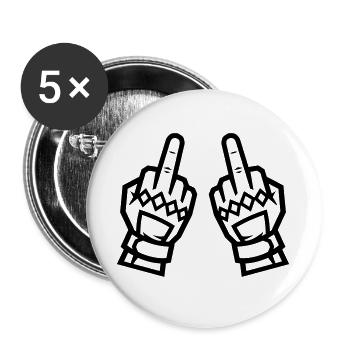 Zwei Mittelfinger Handschuhe Kontur Symbol - Buttons groß 56 mm (5er Pack) - Weiß - Vorne