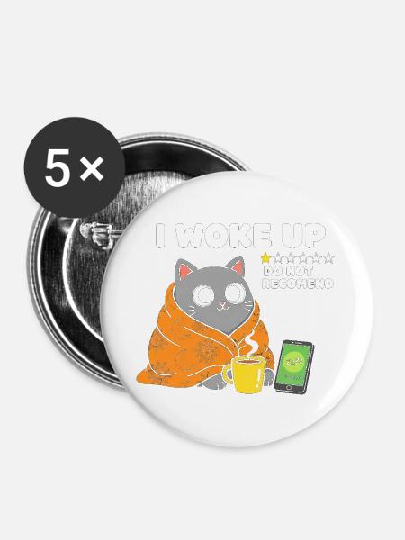 Katzenmorgentasse Kuscheldecke - Buttons groß 56 mm (5er Pack) - Weiß