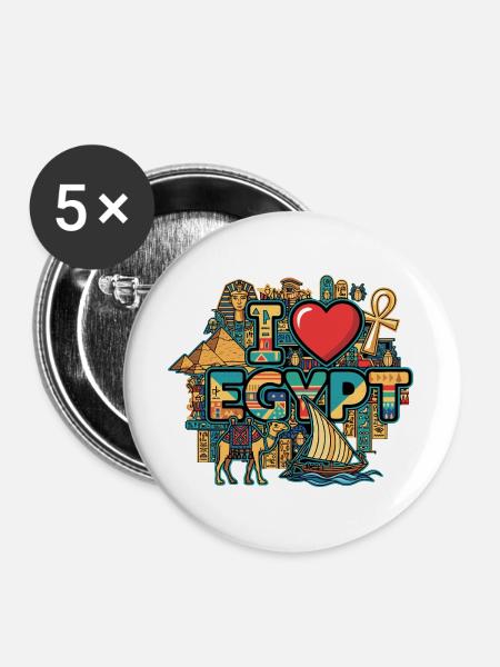 I Love Egypt Pyramiden Sphinx - Buttons groß 56 mm (5er Pack) - Weiß