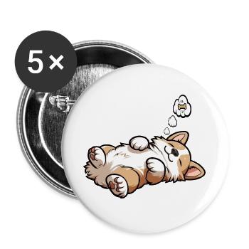 Corgi Corgis Welsh Corgi Propriétaires de Corgi Corgis - Lot de 5 grands badges (56 mm) - blanc - Devant