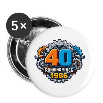 40 years of running since 1986 - Buttons large 2.2''/56 mm (5-pack) - white - Front