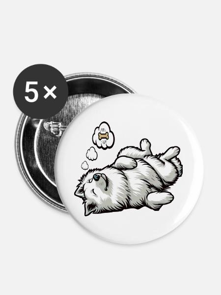 Weißer Schäferhund Schäferhund Schäferhunde - Buttons groß 56 mm (5er Pack) - Weiß