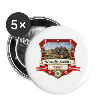 Wozu Karibik? Ich will nach Aarhus! - Buttons groß 56 mm (5er Pack) - Weiß - Vorne