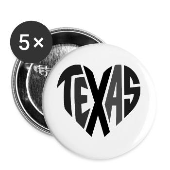 Texas Heart Typography - Buttons large 2.2''/56 mm (5-pack) - white - Front