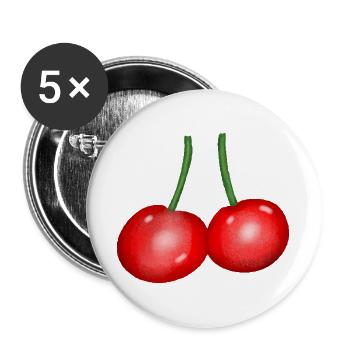 Cherry Duo Fruit Cherry Fruit - Buttons large 2.2''/56 mm (5-pack) - white - Front