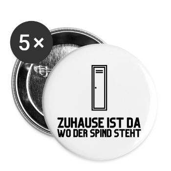 Zuhause Ist Da Wo Der Spind Steht - Buttons groß 56 mm (5er Pack) - Weiß - Vorne
