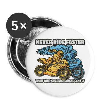 Ange 🏍️ motard - Lot de 5 grands badges (56 mm) - blanc - Devant