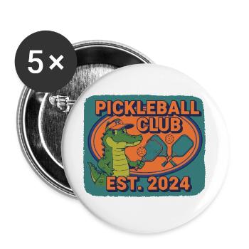 Pickleball Club Créé 2024 Joueur Humoristique Pickle Ball - Lot de 5 grands badges (56 mm) - blanc - Devant