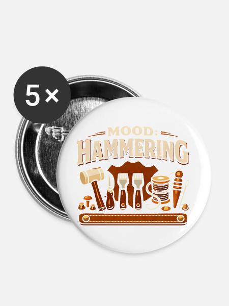 Stimmung: Hämmern | Lederwerkzeug - Buttons groß 56 mm (5er Pack) - Weiß