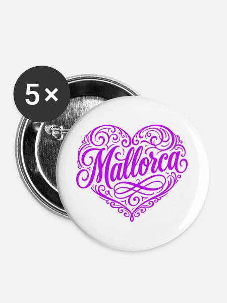 Mallorca Herz - Buttons groß 56 mm (5er Pack) - Weiß