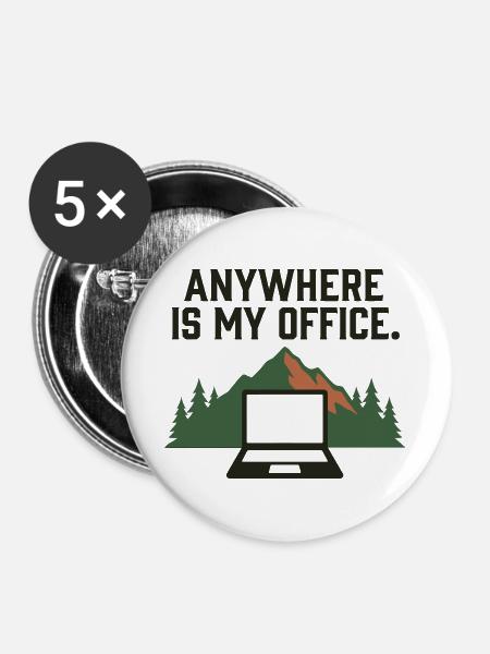Office Anywhere Freedom Remote-Arbeit - Buttons groß 56 mm (5er Pack) - Weiß