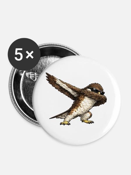 Dabbing Bussard - Buttons groß 56 mm (5er Pack) - Weiß