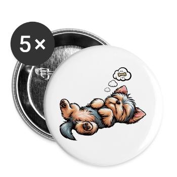 Yorkshire Terrier Yorkie Yorkie Owner Yorkies - Buttons large 2.2''/56 mm (5-pack) - white - Front