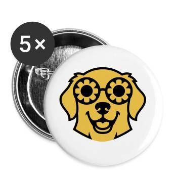 Labrador Blume Brille Peace Comic - Buttons groß 56 mm (5er Pack) - Weiß - Vorne