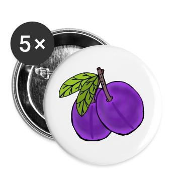 Prunes Fruits Fruit Prunier Jardin - Lot de 5 grands badges (56 mm) - blanc - Devant