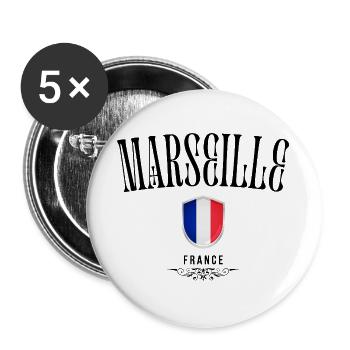 Souvenir de Marseille, design élégant Marseille - Lot de 5 grands badges (56 mm) - blanc - Devant