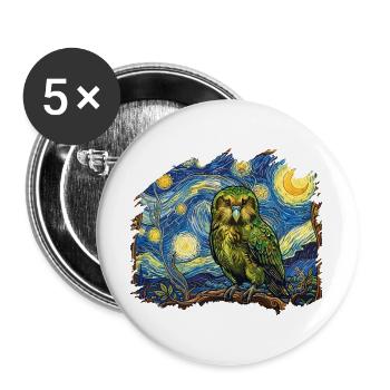 Kakapo Night New Zealand Parrot Kakapo Bird Starry - Buttons large 2.2''/56 mm (5-pack) - white - Front