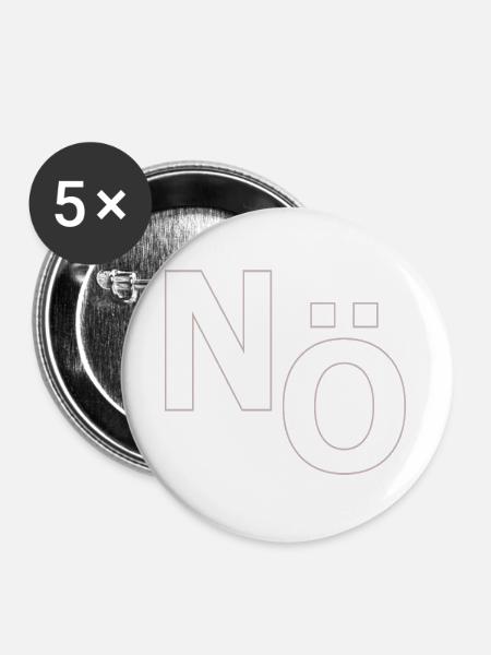 No – Minimal Typografie Statement - Buttons groß 56 mm (5er Pack) - Weiß