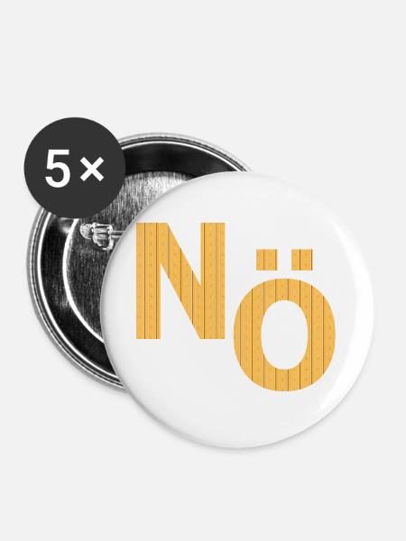 NÖ Nein, Dagegen - Buttons groß 56 mm (5er Pack) - Weiß