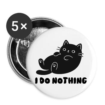 Cuddly Cat Silhouette - Buttons large 2.2''/56 mm (5-pack) - white - Front