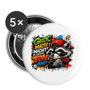 Guck Mich Nicht In Diesem Ton An Raccoon - Buttons groß 56 mm (5er Pack) - Weiß - Vorne