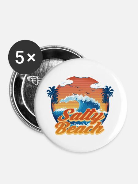 Salziger Strand - Buttons groß 56 mm (5er Pack) - Weiß