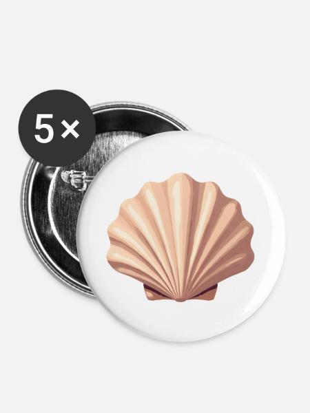 Muschel - Buttons groß 56 mm (5er Pack) - Weiß