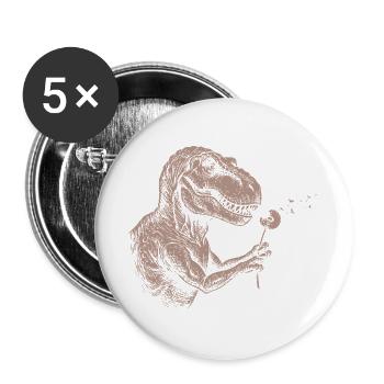  Vintage T-Rex Blowing Dandelion Dinosaur Nature - Buttons groß 56 mm (5er Pack) - Weiß - Vorne